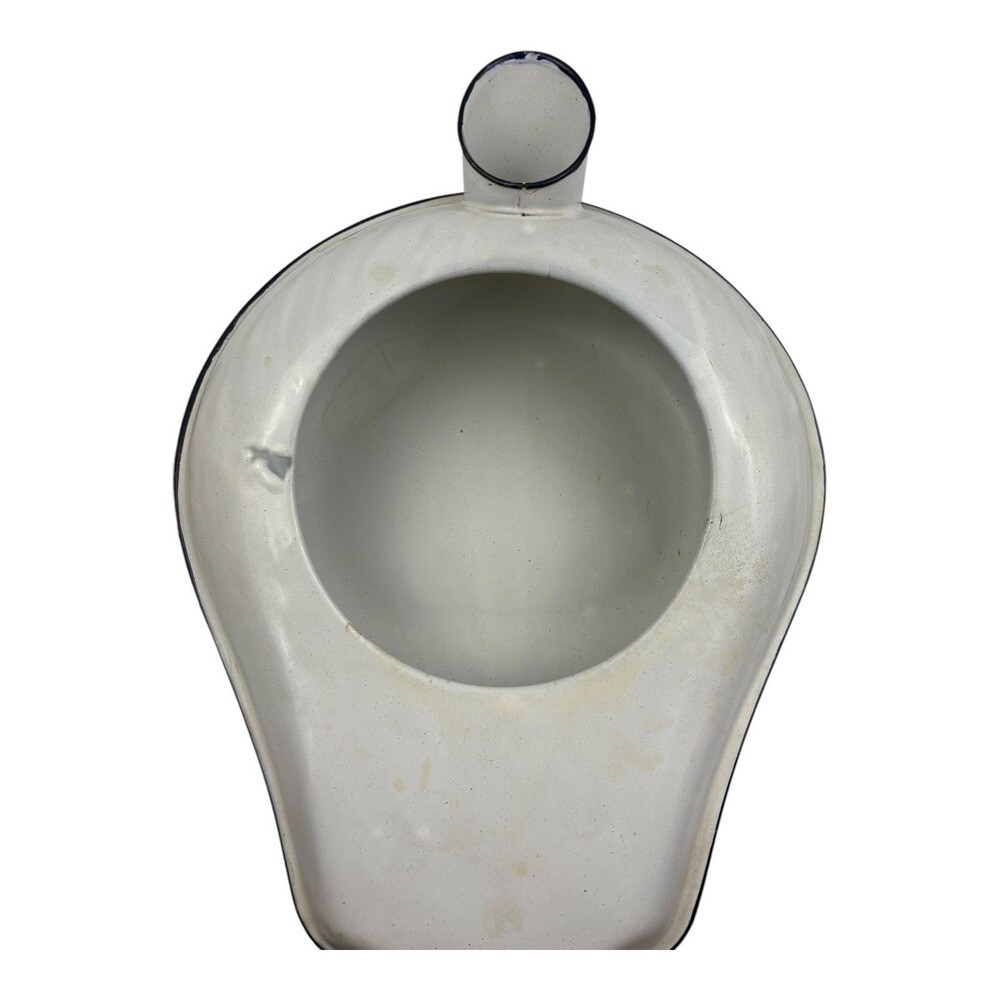 Vintage‎ Enamelware "Odorless" Bedpan with Lid - White & Black Trim - Picture 5 of 13